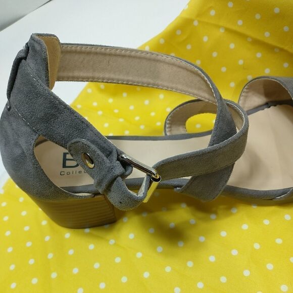 BU Collection Womans Sz 12 Faux Suede Block Heel Sandals Gray - Picture 5 of 10